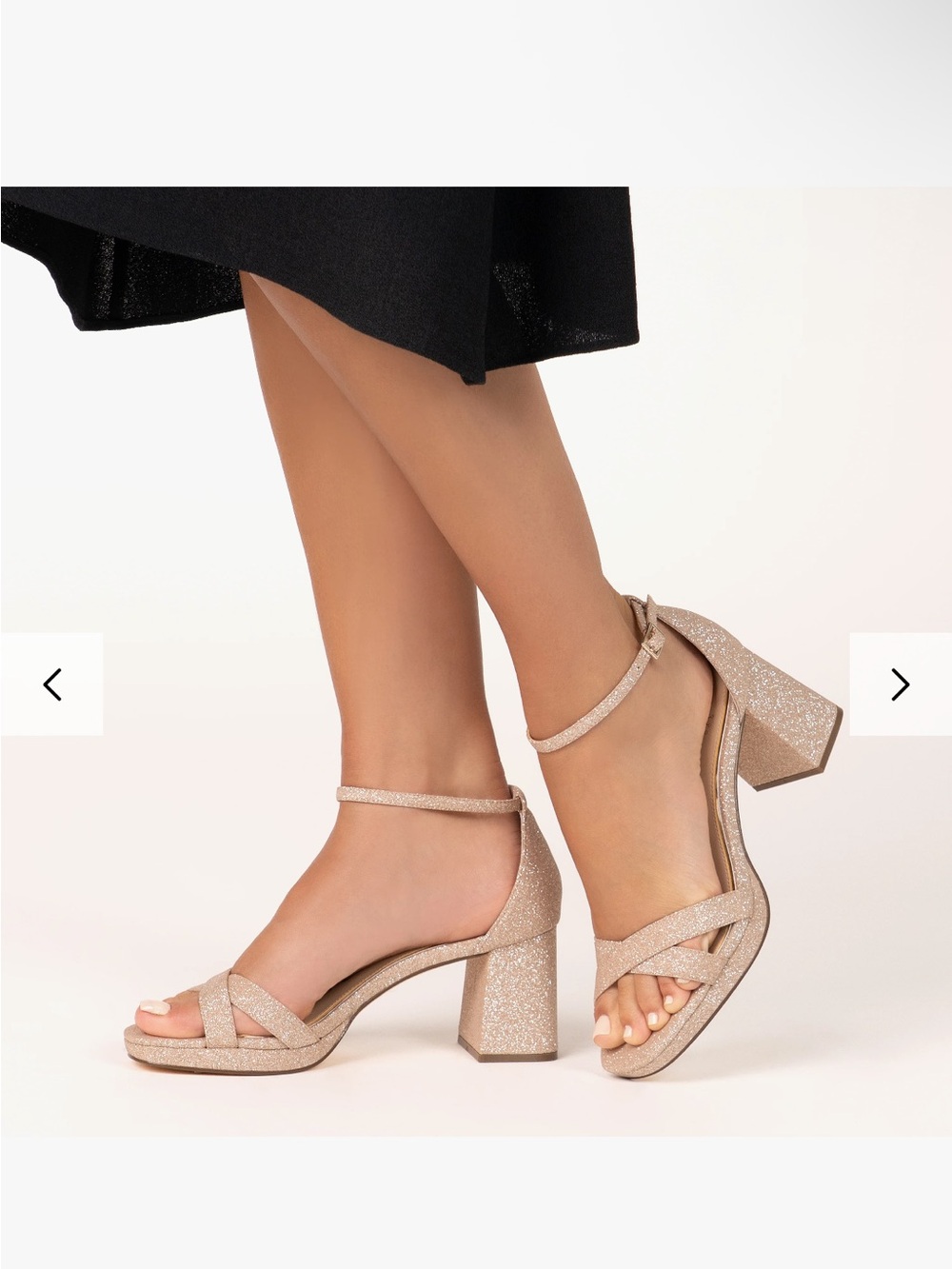Nina Rose Gold Glitter Block Heel Sandals